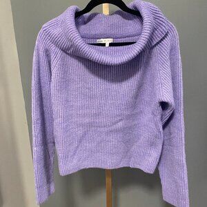 Womens Cowl-Neck Tunic Sweater Light Purple Size M